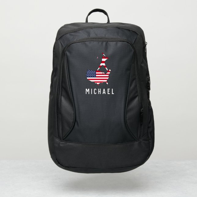 American Flag Baseball Personalized Port Authority Authority® Backpack (Front)