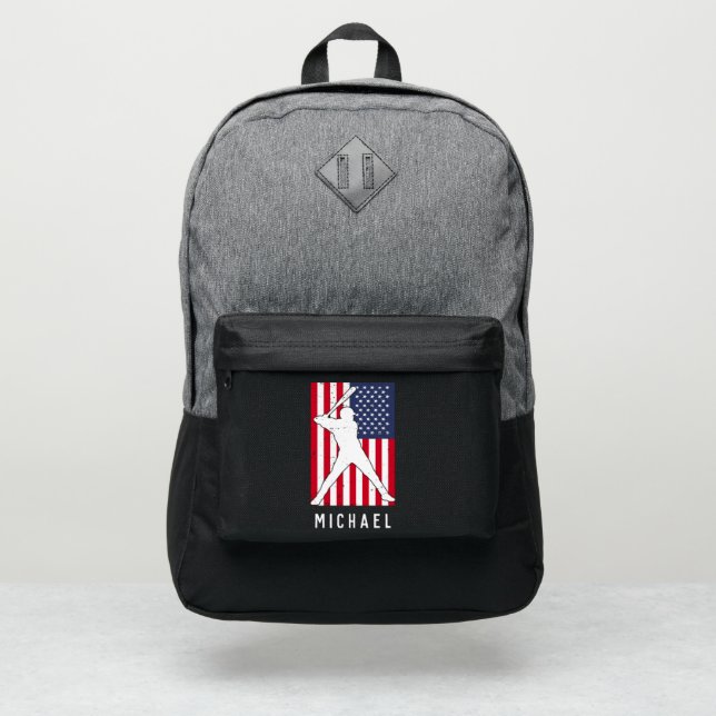 American Flag Baseball Personalized Port Authority® Backpack (Front)