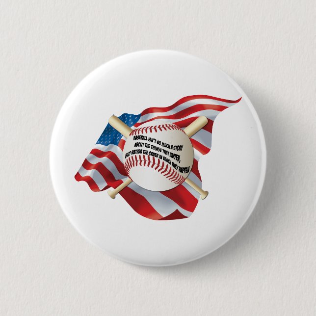 American Flag Baseball Pinback Button (Front)