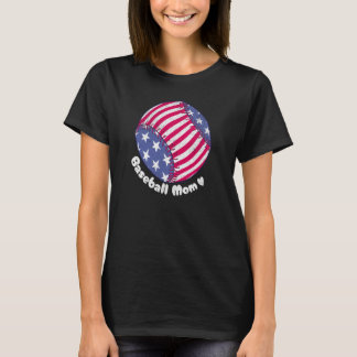 American Flag Baseball Softball Mom Mother Mama Co T-Shirt