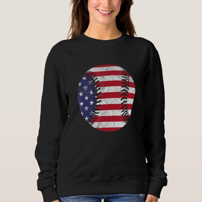 American Flag Baseball T Shirt July 4th USA Men Wo (Front)