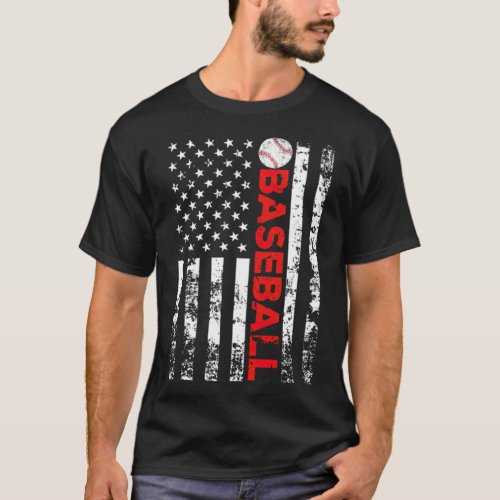 American Flag Baseball Team Baseball Player baseba T_Shirt