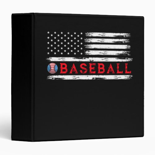 American Flag Baseball Team Gift 3 Ring Binder