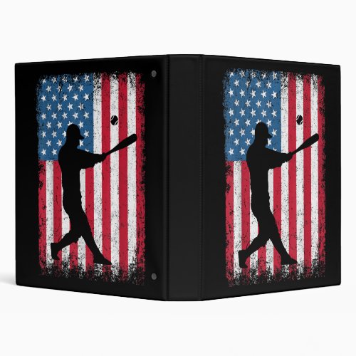 American Flag Baseball Team Gift for Men Boys Girl 3 Ring Binder