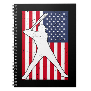 American Flag Baseball Team Gift Notebook