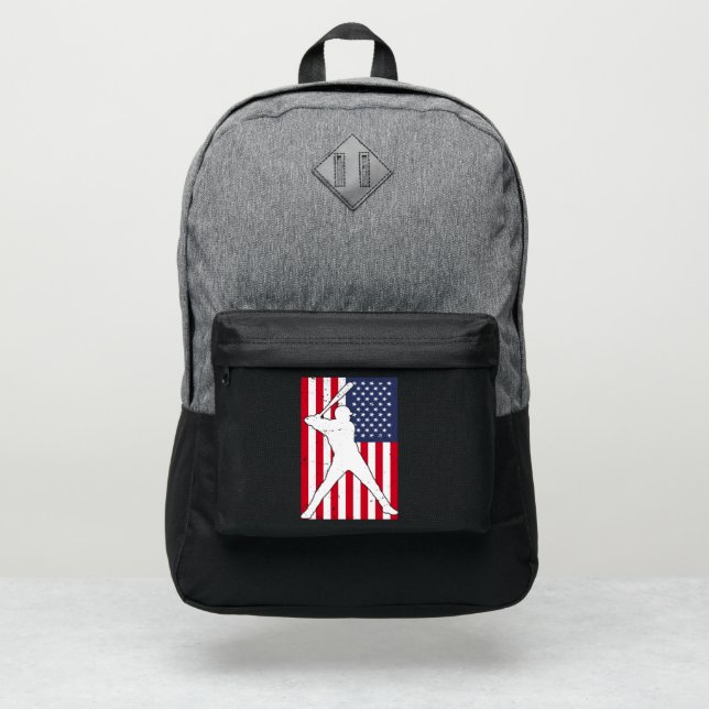 American Flag Baseball Team Gift Port Authority® Backpack (Front)