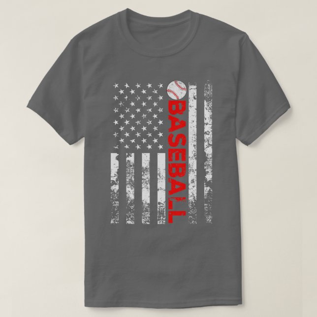 American Flag Baseball Team Gift  T-Shirt (Design Front)