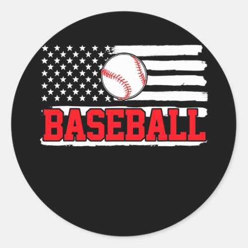 American Flag Baseball Team Gifts  Classic Round Sticker