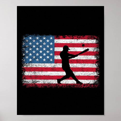 American Flag Baseball Team Gifts  Poster