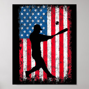 American Flag Baseball Team Men Boys Kids Girls Wo Poster