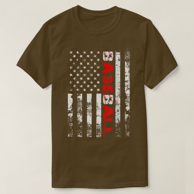 American Flag Baseball Team  T-Shirt (Design Front)