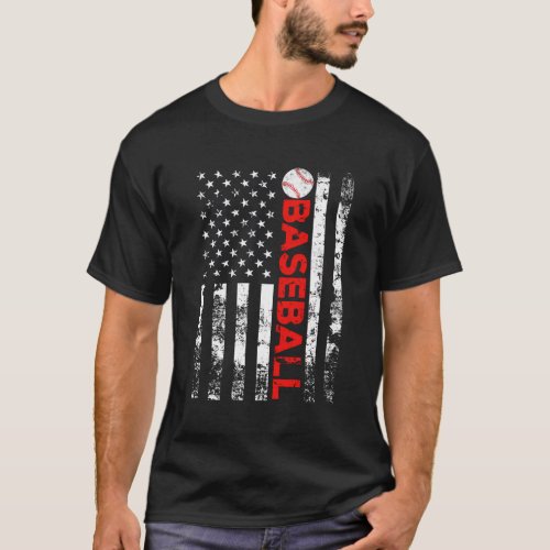 American Flag Baseball Team T_Shirt
