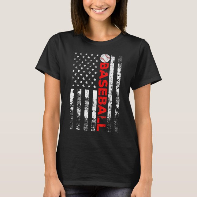 American Flag Baseball Team T-Shirt (Front)