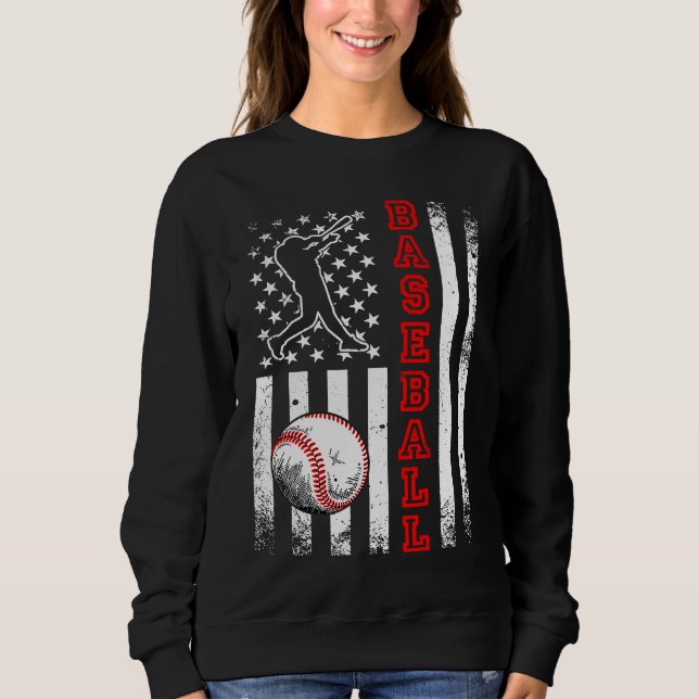 American Flag Baseball Team  Vintage Baseball Sweatshirt (Front)