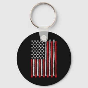 American Flag Baseball Team Vintage Funny Boy T Sh Keychain