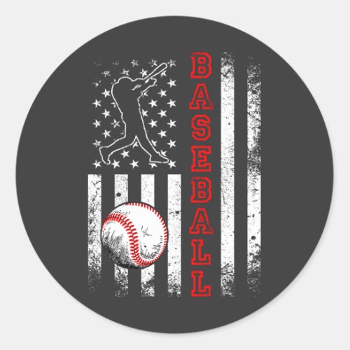 American Flag Baseball Team Vintage Funny Classic Round Sticker