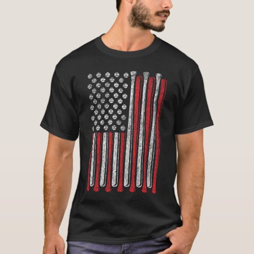 American Flag Baseball Team Vintage Funny Men T_Shirt