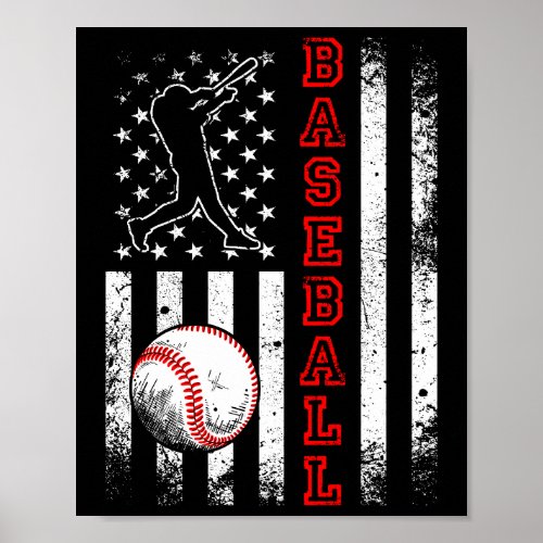 American Flag Baseball Team Vintage Funny Poster
