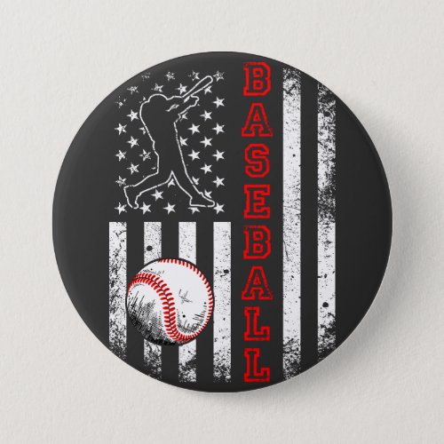 American Flag Baseball Team Vintage Funny Round Button