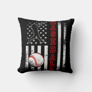 American Flag Baseball Team Vintage Funny Throw Pillow