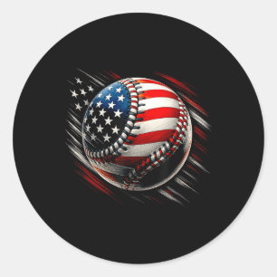 American Flag Baseball Tee Usa Patriotic Independe Classic Round Sticker