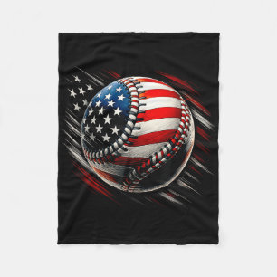 American Flag Baseball Tee Usa Patriotic Independe Fleece Blanket