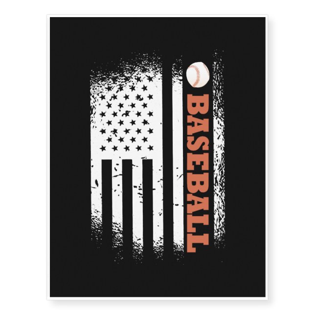 American Flag Baseball Temporary Tattoos (Front)