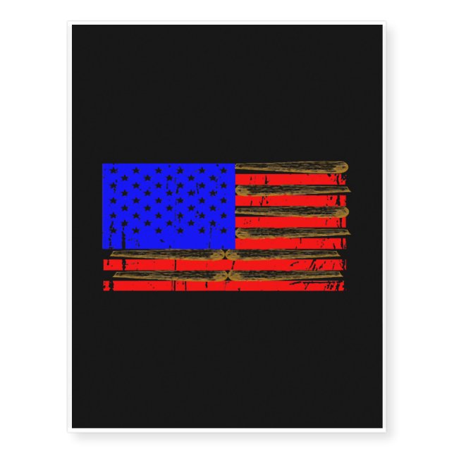 American Flag Baseball Temporary Tattoos (Front)