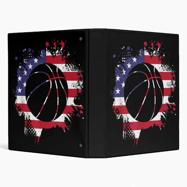 American Flag Basketball Player  3 Ring Binder (Background)