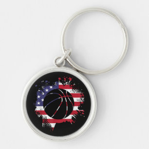 American Flag Basketball Player Keychain