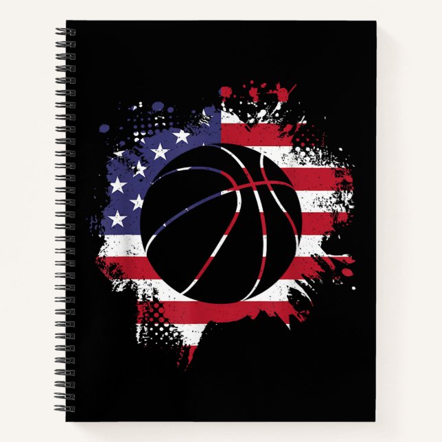 American Flag Basketball Player  Notebook (Front)