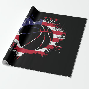 American Flag Basketball Player Wrapping Paper