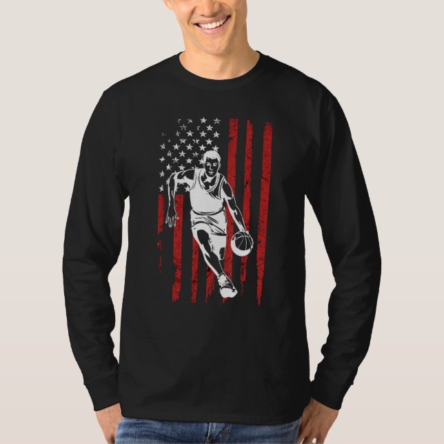 American Flag Basketball Team  for Men Boys T-Shirt (Front)