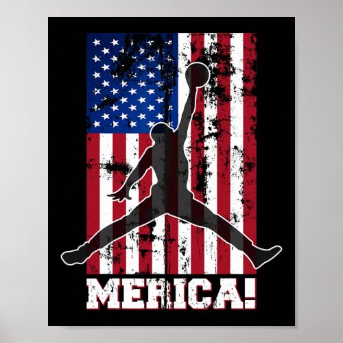 American Flag Basketball Usa Flag 4th Of July Men  Poster