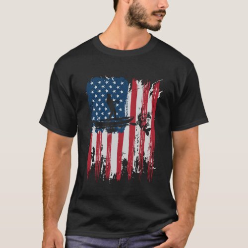 American Flag Bass Fishing Fishermen T_Shirt