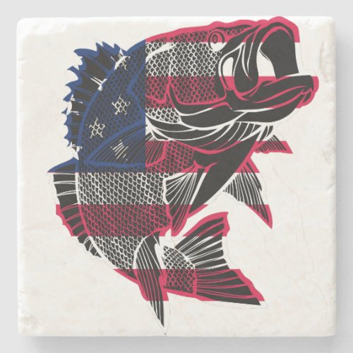 american_flag_bass_fishing_gifts_fisherman_gifts stone coaster