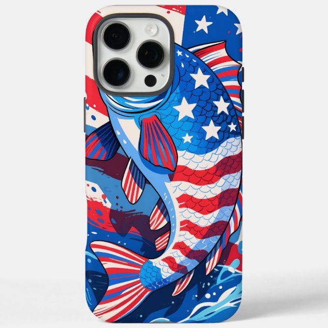 American Flag Bass Fishing Phone Case  Patriotic  (Back)