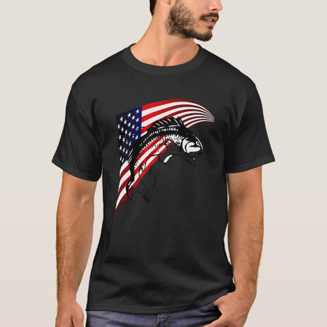 American Flag Bass Fishing T-Shirt (Front)