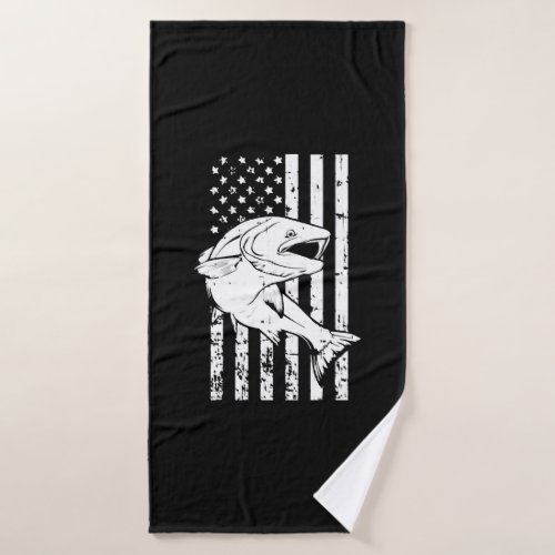 American Flag Bass Fishing Valentines Day Fisherma Bath Towel