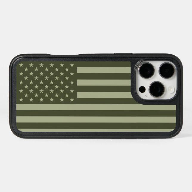 American Flag BDU Green Otterbox iPhone Case (Back Horizontal)