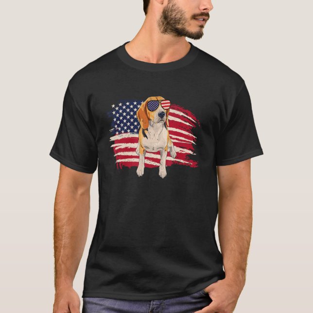 American Flag Beagle - Puppy Dog Lover Animal Bree T-Shirt (Front)