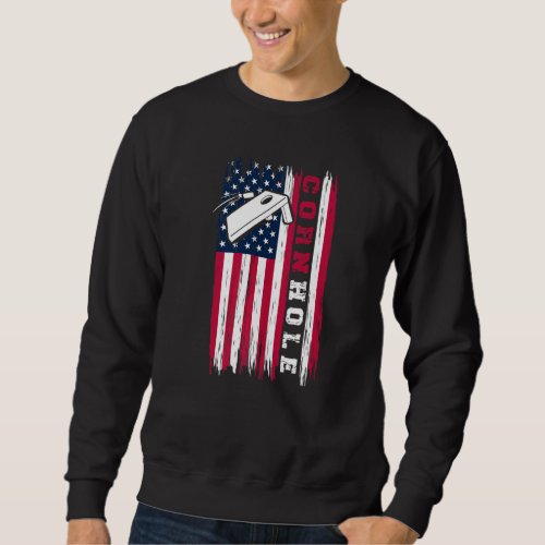 American Flag Bean Bag Toss Player Cool Cornhole U Sweatshirt
