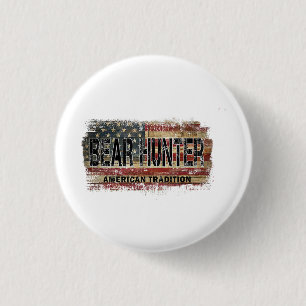 American Flag Bear Hunter Button