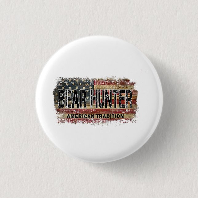 American Flag Bear Hunter Button (Front)