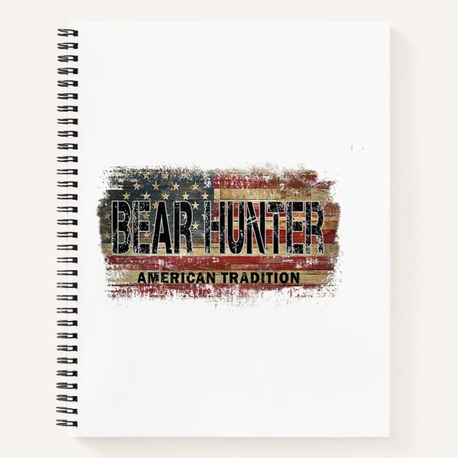 American Flag Bear Hunter Notebook (Front)