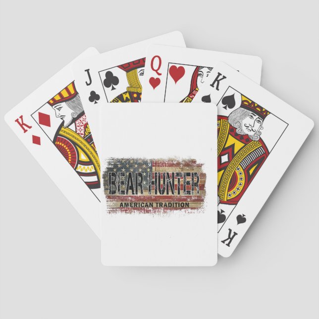 American Flag Bear Hunter Poker Cards (Back)