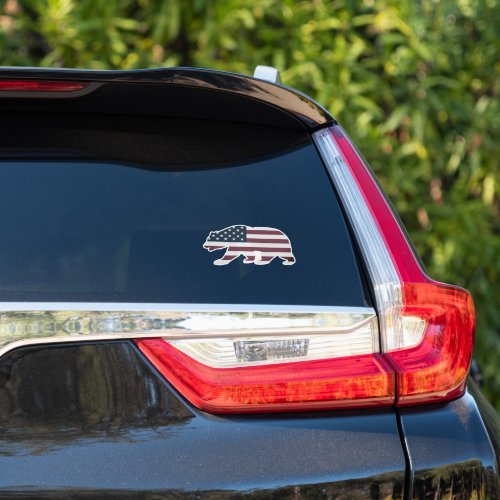 American flag bear silhouette vinyl car sticker
