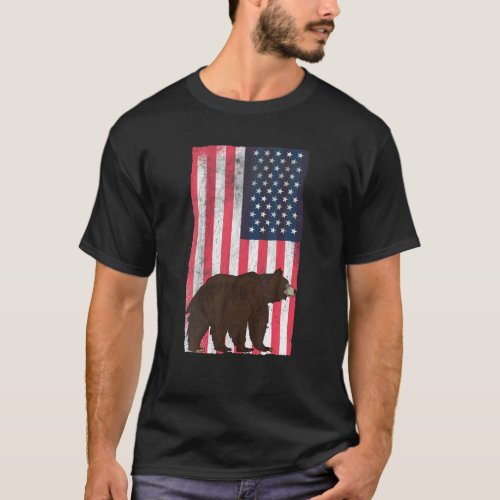 American Flag Bear T USA Hunter Grizzly Bear Hunti T_Shirt