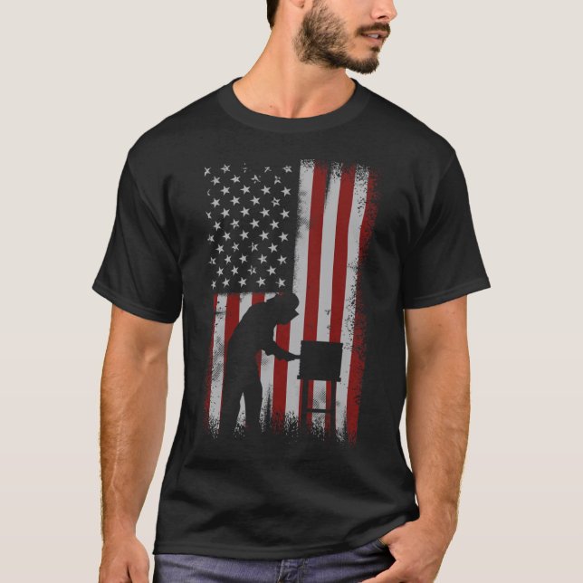 American Flag Beekeeper Shirt Men Beekeeping Gift (Front)