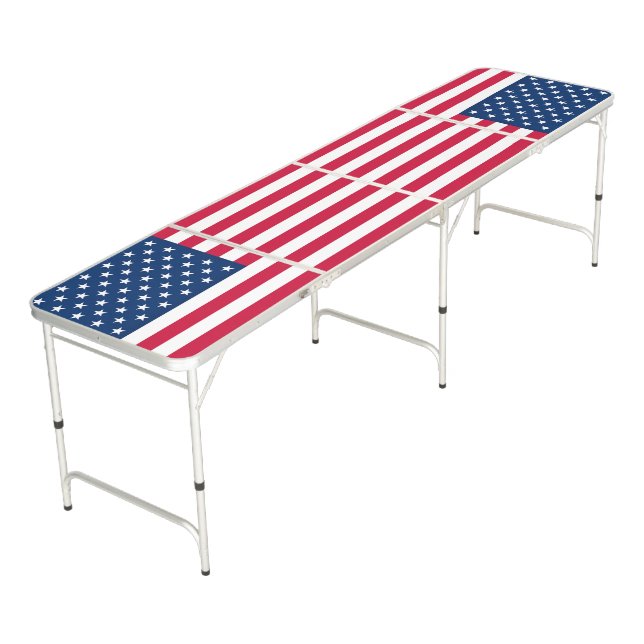 American Flag Beer Pong Table USA (Angled)